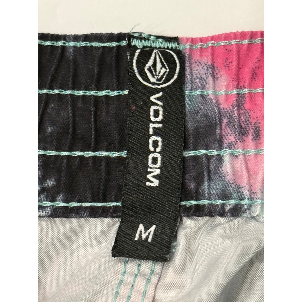 Volcom Mens Tie Dye Swim Trunks Pink Teal Black Unlined Board Shorts Size M - Picture 6 of 9